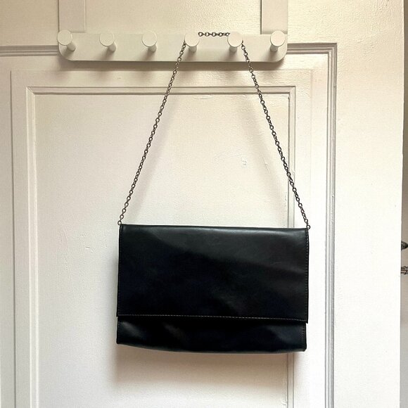 Black Leather Clutch/Shoulder Bag - Picture 3 of 8